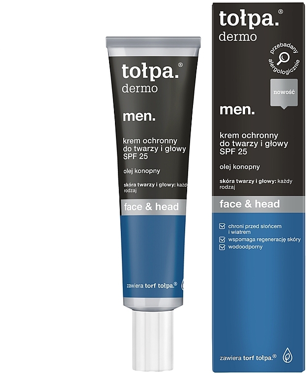 PRZECENA! Krem ochronny do twarzy i głowy SPF 25 - Tołpa Dermo Men Face & Head Protective Cream SPF25 * — Zdjęcie N1