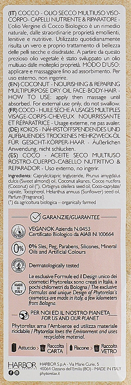 Olejek do ciała i włosów - Phytorelax Laboratories Coconut Multipurpose Dry Oil — Zdjęcie N3