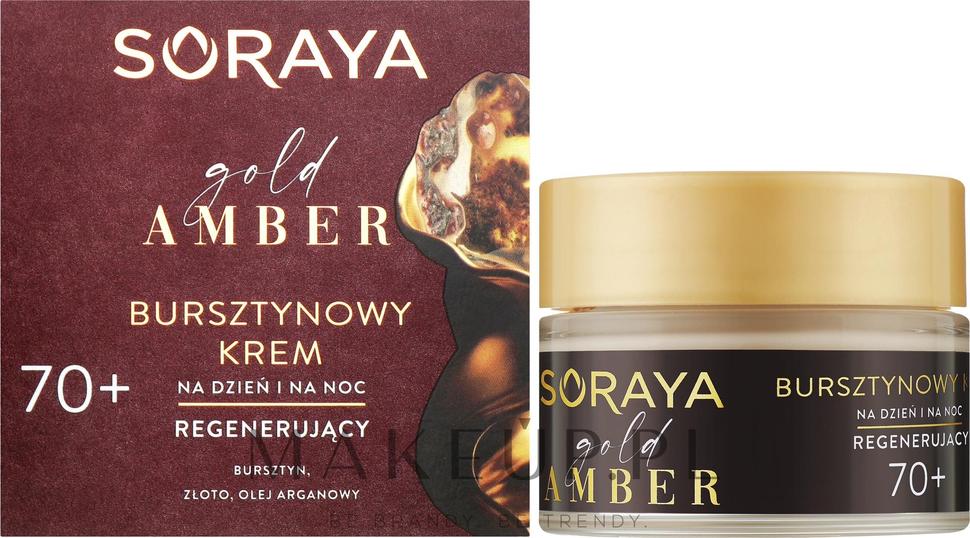 Bursztynowy krem regenerujący do twarzy na dzień i na noc 70+ - Soraya Gold Amber — Zdjęcie 50 ml