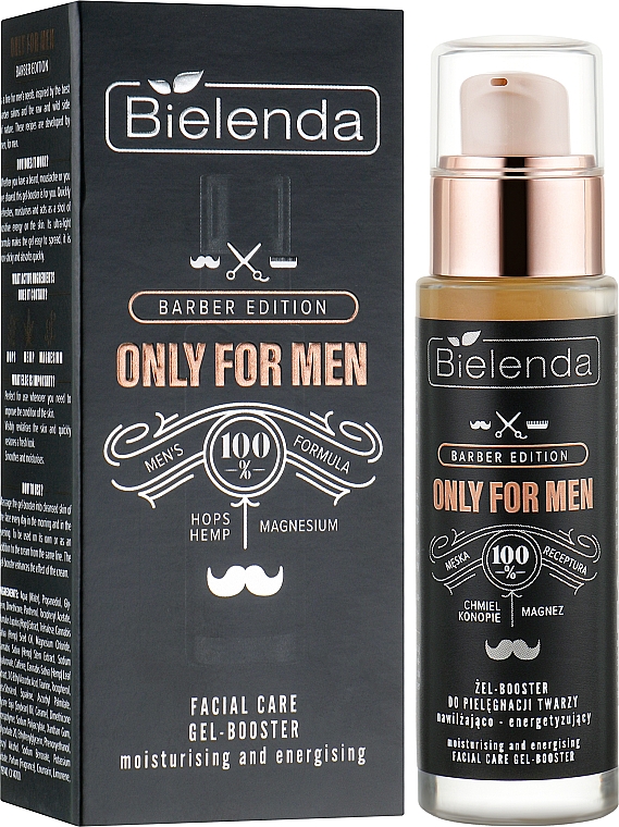 Nawilżająco-energetyzujący żel-booster do pielęgnacji twarzy - Bielenda Barber Edition Only For Men Booster — Zdjęcie N2
