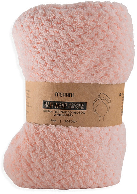 Różowy ręcznik-turban do włosów z mikrofibry - Mohani Microfiber Hair Towel Pink 