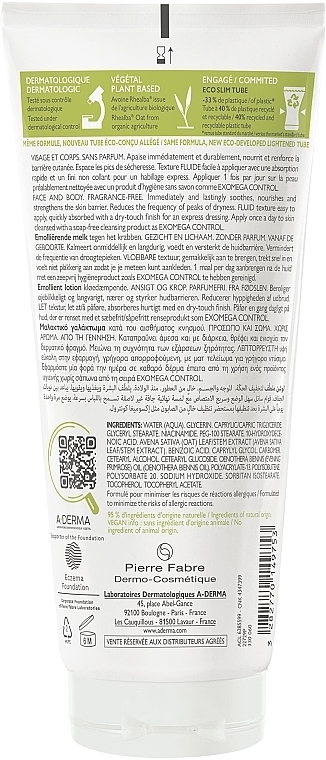 Zmiękczający balsam do ciała - A-Derma Exomega Control Emollient Lotion Anti-Scratching — Zdjęcie N2