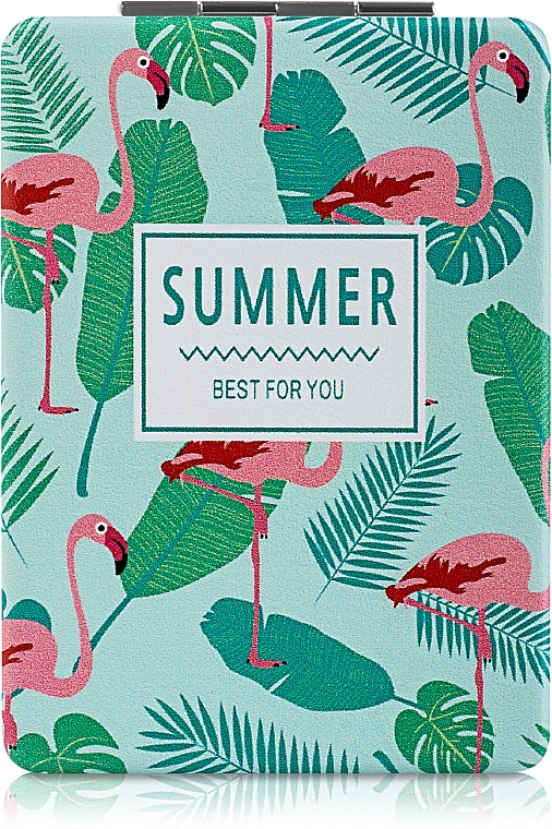 Lusterko kosmetyczne okrągłe, Summer Best For You, miętowe z flamingami - SPL — Zdjęcie N1