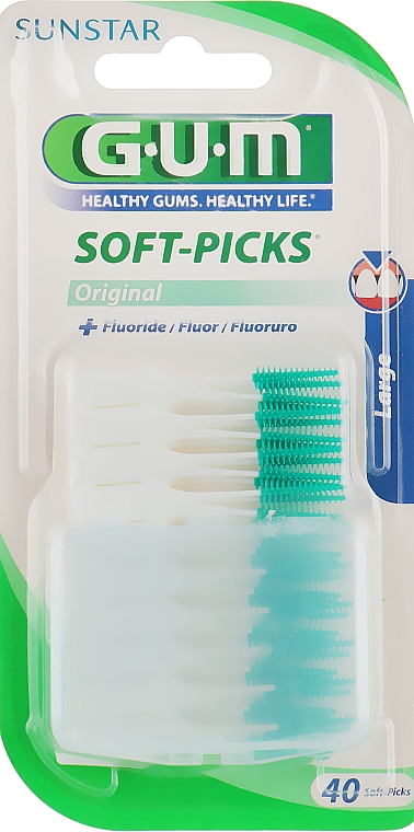 Zestaw szczoteczek międzyzębowych z fluorem, duże - G.U.M Soft-Picks — Zdjęcie N2