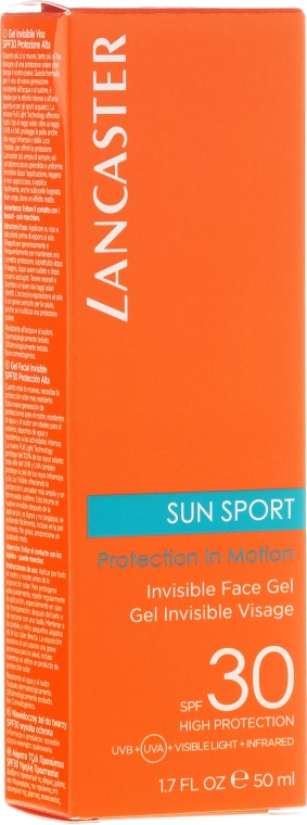 Wodoodporny żel matujący do twarzy - Lancaster Sun Sport Invisible Face Gel SPF30 — Zdjęcie N1