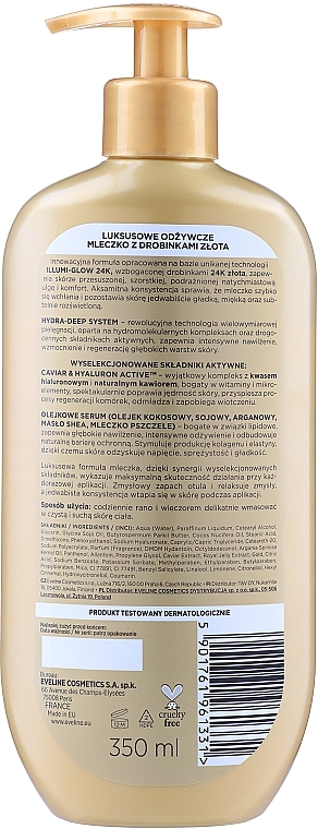 Eveline Cosmetics Gold Lift Expert 24K - Luksusowe odżywcze mleczko z drobinkami złota — Zdjęcie N2