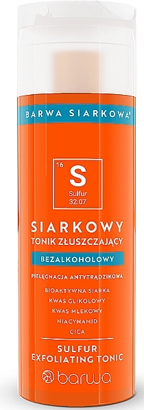 Siarkowy tonik złuszczający do twarzy - Barwa Siarkowa Tonic Sulphur — Zdjęcie N1