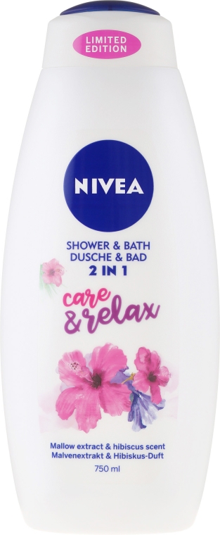 Żel pod prysznic i płyn do kąpieli 2 w 1 Malwa i hibiskus - NIVEA Care & Relax 2 in 1 Shower & Bath — Zdjęcie N5