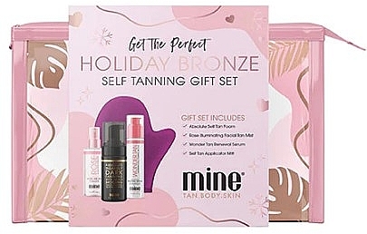 Zestaw - MineTan Get Your Perfect Holiday Bronze Self Tanning Gift Set (foam/100ml + mist/100ml + ser/50ml + mitt/1pcs) — Zdjęcie N1