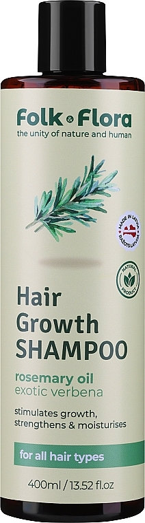 Szampon na porost włosów z olejkiem z rozmarynu i werbeny - Folk&Flora Hair Growth Shampoo — Zdjęcie N1