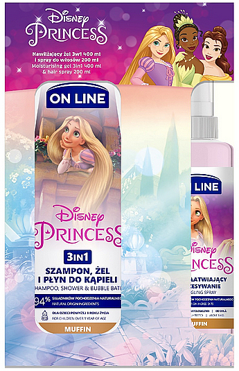 Zestaw - On Line Kids Disney Princess (shamp/400ml + spray/200ml)