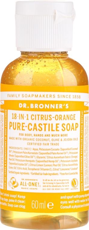 Mydło w płynie Cytrusy i pomarańcza - Dr Bronner’s 18-in-1 Pure Castile Soap Citrus & Orange