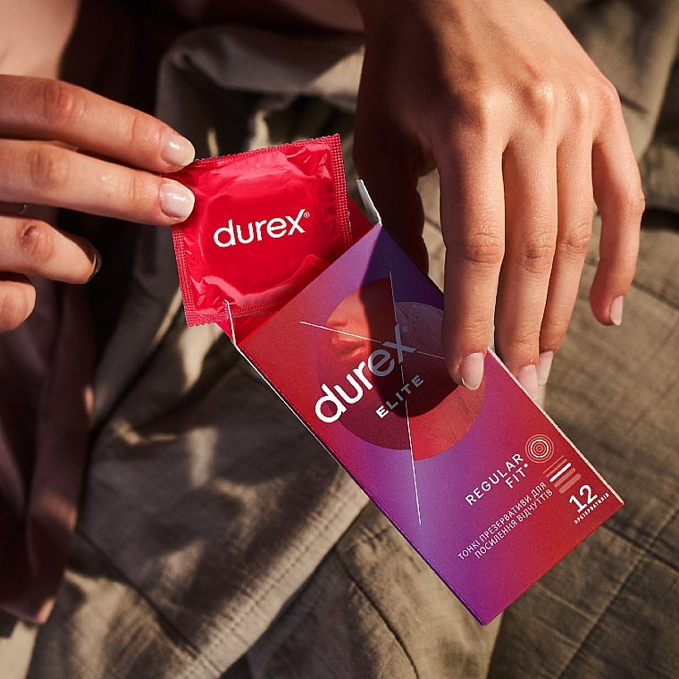 Prezerwatywy lateksowe z silikonowym lubrykantem, cienkie, 12 szt. - Durex Elite Condoms — Zdjęcie N6