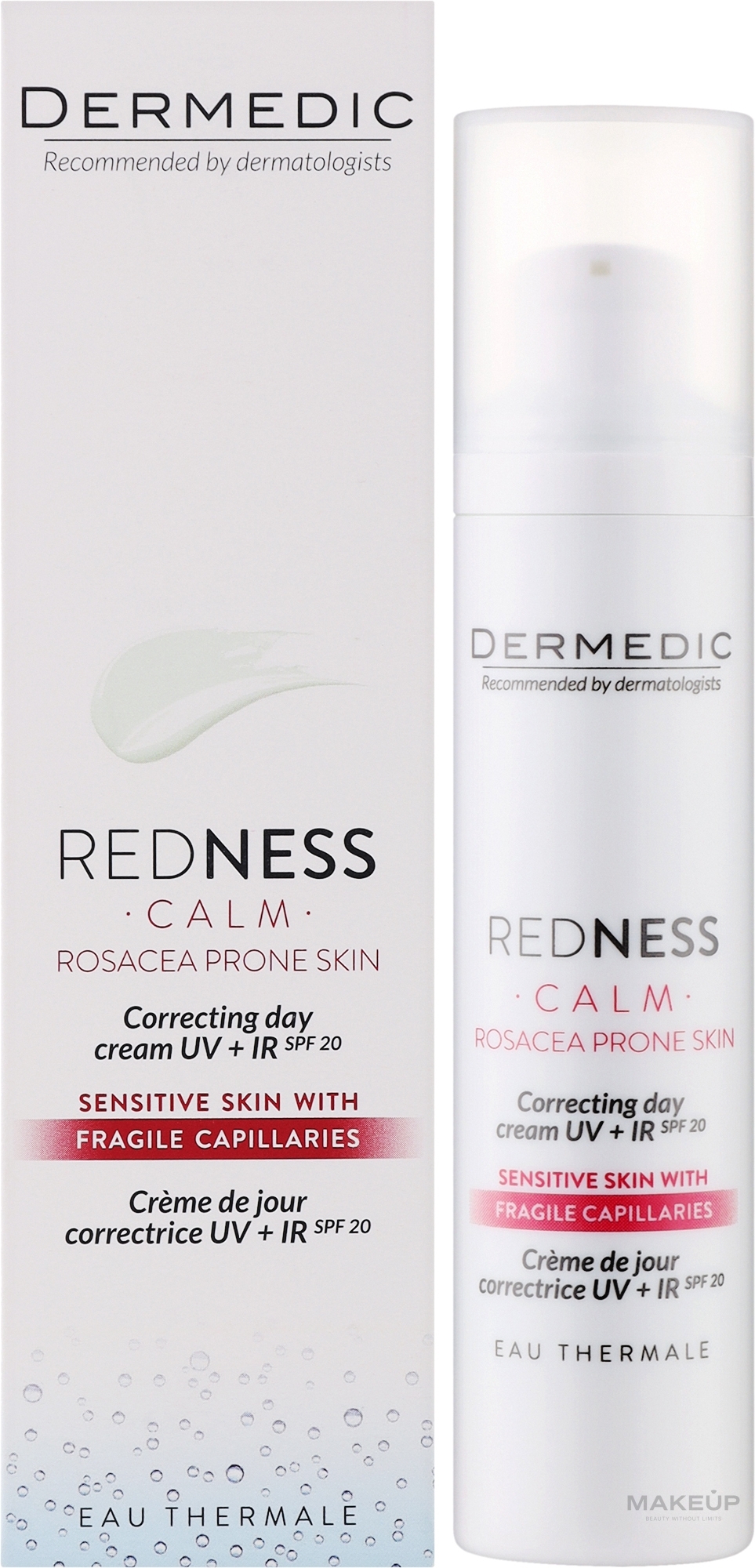 Korygujący krem na dzień z filtrem ochronnym - Dermedic Redness Calm Correcting Day Cream UV + IR — Zdjęcie 40 ml