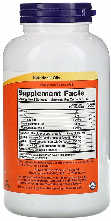 Kwasy tłuszczowe Omega 3-6-9, 1000 mg - Now Foods Omega 3-6-9 — Zdjęcie N2