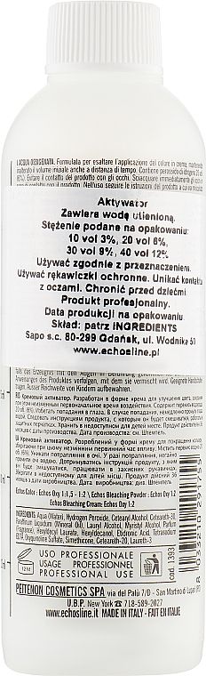 Krem-utleniacz - Echosline Hydrogen Peroxide Stabilized Cream 20 vol (6%) — Zdjęcie N4