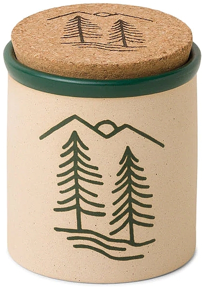 Świeca zapachowa w słoiczku, beżowo-zielona - Paddywax Cypress & Fir Dark Green Dune with Tree Artwork — Zdjęcie N1