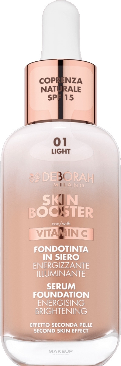 Rozświetlający podkład do twarzy z serum na bazie witaminy C - Deborah Skin Booster Serum Foundation Vitamin C SPF15 — Zdjęcie 01 - Light