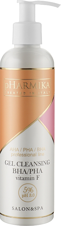 Żel do mycia twarzy z witaminą C - pHarmika Gel Cleansing Bha/Pha & Vitamin F 5% pH 3.0 — Zdjęcie N1