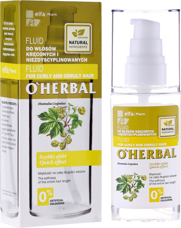 Fluid z ekstraktem z chmielu do włosów kręconych i niezdyscyplinowanych - O'Herbal — Zdjęcie N1