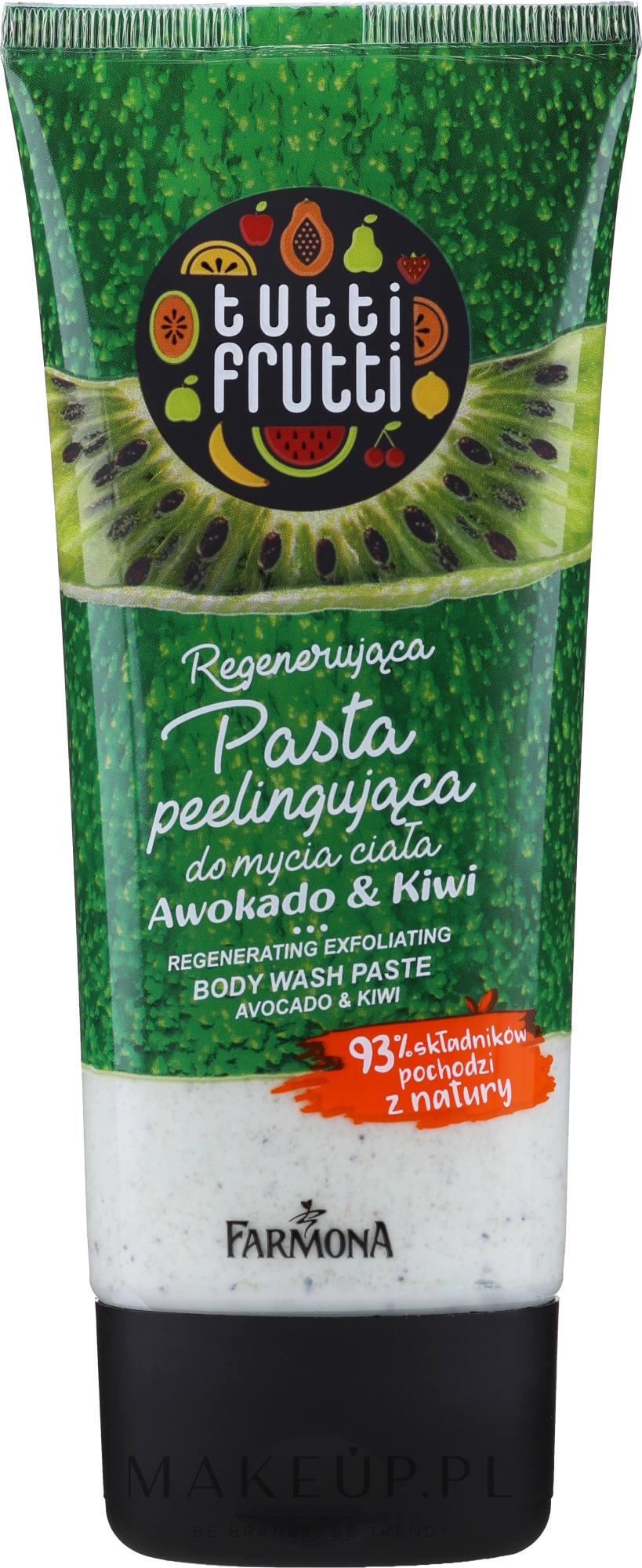 Regenerująca pasta peelingująca do mycia ciała Awokado i kiwi - Farmona Tutti Frutti — Zdjęcie 200 g