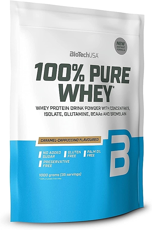 Białko Cappucino karmelowe - BiotechUSA 100% Pure Whey Caramel Cappuccino — Zdjęcie N1