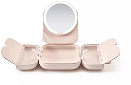 Przenośne lusterko LED z kosmetyczką, różowe - Amiro Cube S Magnetic Bag Mirror AML115N Pink — Zdjęcie N2