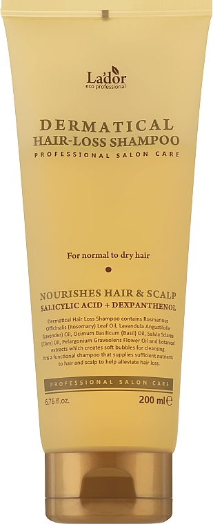 Bezsiarczanowy szampon do włosów normalnych i suchych - La’dor Dermatical Hair-Loss Shampoo