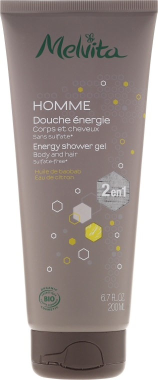 Szampon i żel pod prysznic 2 w 1 dla mężczyzn - Melvita Homme Body And Hair 2 In 1 Energy Shower Gel — Zdjęcie N1