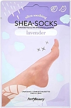Skarpetki do pedicure z masłem shea i lawendą - Avry Beauty Shea Socks Lavender — Zdjęcie N1