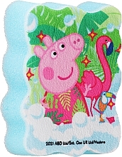 Gąbka do kąpieli dla dzieci Świnka Peppa, Peppa i flamingi, niebieska - Suavipiel — Zdjęcie N1
