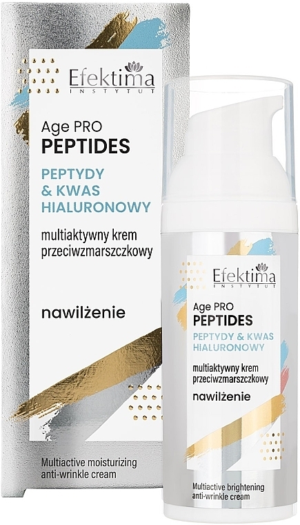Nawilżający multiaktywny krem przeciwzmarszczkowy z peptydami i kwasem hialuronowym - Efektima Age PRO Peptides Multiactive Moisturizing Anti-wrinkle Cream — Zdjęcie N1