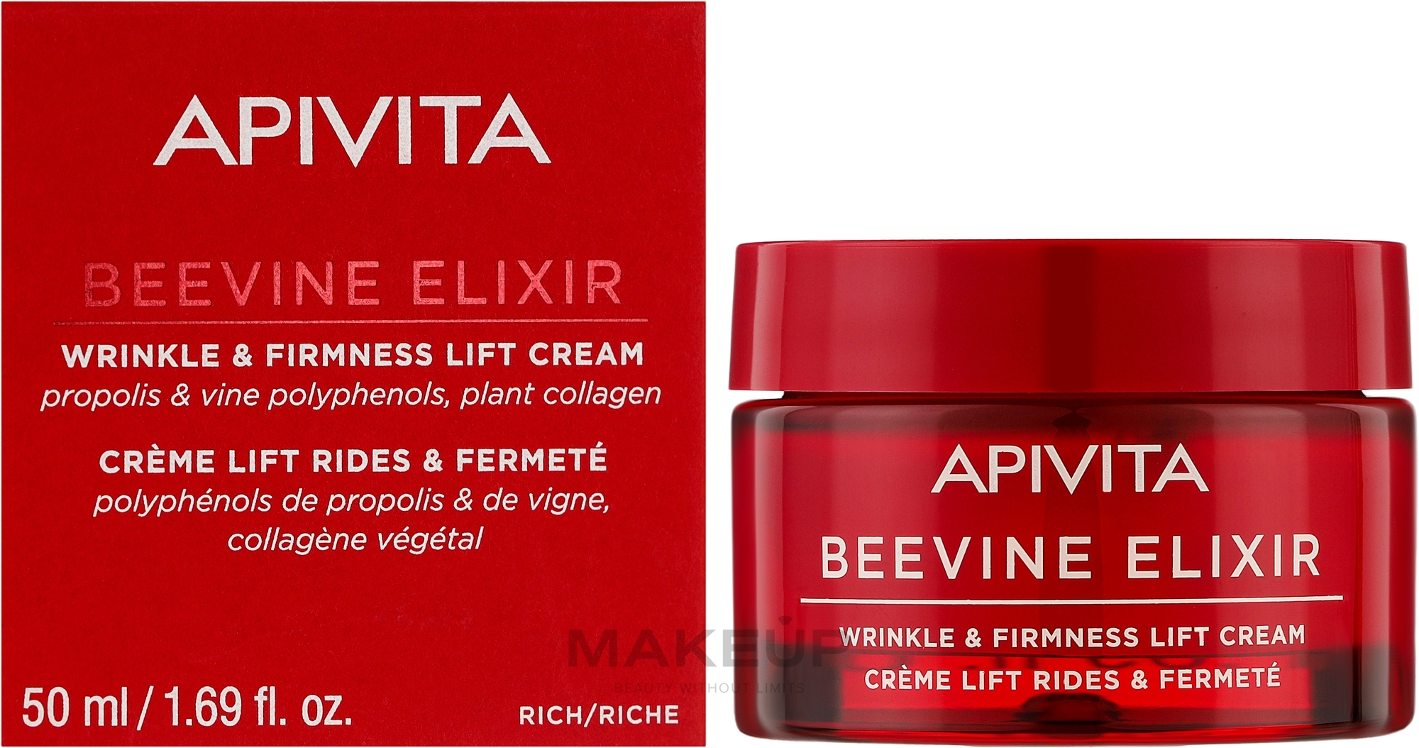 Ujędrniający, liftingujący krem ​​przeciwzmarszczkowy o bogatej konsystencji - Apivita Beevine Elixir Wrinkle & Firmness Lift Cream Rich Texture — Zdjęcie 50 ml