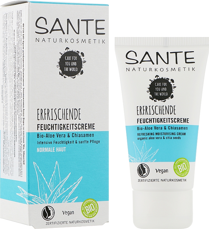 Bio krem ​​do twarzy z aloesem i nasionami chia Orzeźwiający nawilżający - Sante Refreshing Moisture Cream — Zdjęcie N1