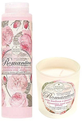 Zestaw - Nesti Dante Romantica Florentine Rose & Peony (liquid/300ml + candle/160g) — Zdjęcie N1