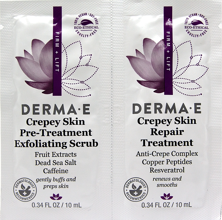 Zestaw próbek - Derma E Crepey Skin (scrub/10ml + treatment/10ml) — Zdjęcie N1