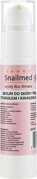 Przeciwtrądzikowe serum ze śluzem ślimaka i totarolem do twarzy - Snailmed — Zdjęcie N3
