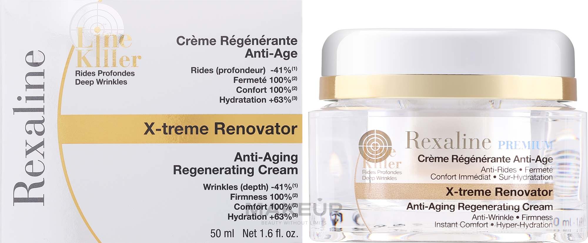 Przeciwstarzeniowy krem regenerujący do twarzy - Rexaline Line Killer X-Treme Renovator Cream — Zdjęcie 50 ml