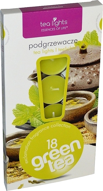 Świece zapachowe z zieloną herbatą, 18 szt. - Admit Tea Light Essences Of Life Candles Green Tea — Zdjęcie N1