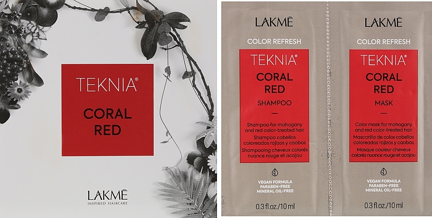 Zestaw próbek - Lakme Teknia Color Refresh Coral Red (sh/10ml + mask/10ml) — Zdjęcie N1