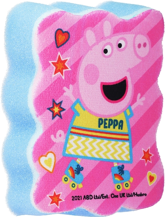 Gąbka do kąpieli dla dzieci Świnka Peppa, Peppa na rolkach, niebieska - Suavipiel Peppa Pig Bath Sponge — Zdjęcie N1