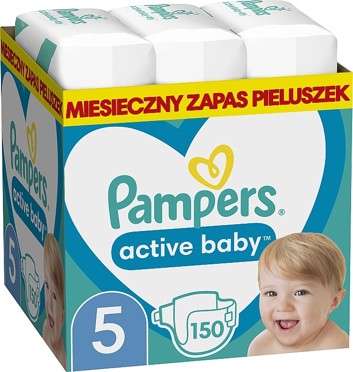 Pampers Active Baby, 5 pieluszek (11-16 kg), 150 szt. - Pampers — Zdjęcie N1