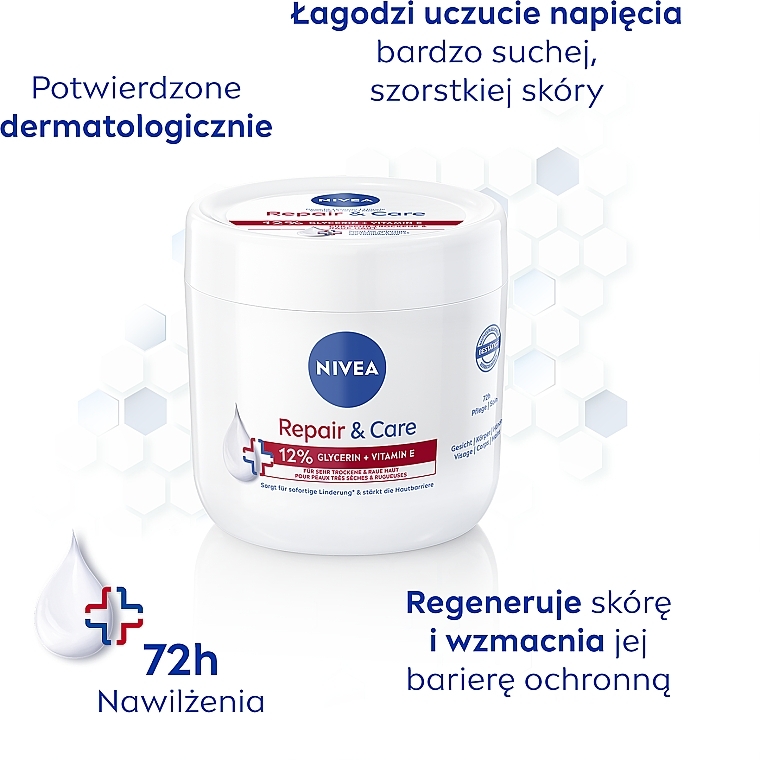 Krem nawilżająco-regenerujący do ciała - NIVEA Repair & Care 12% Glycerin + Vitamin E Cream — Zdjęcie N7