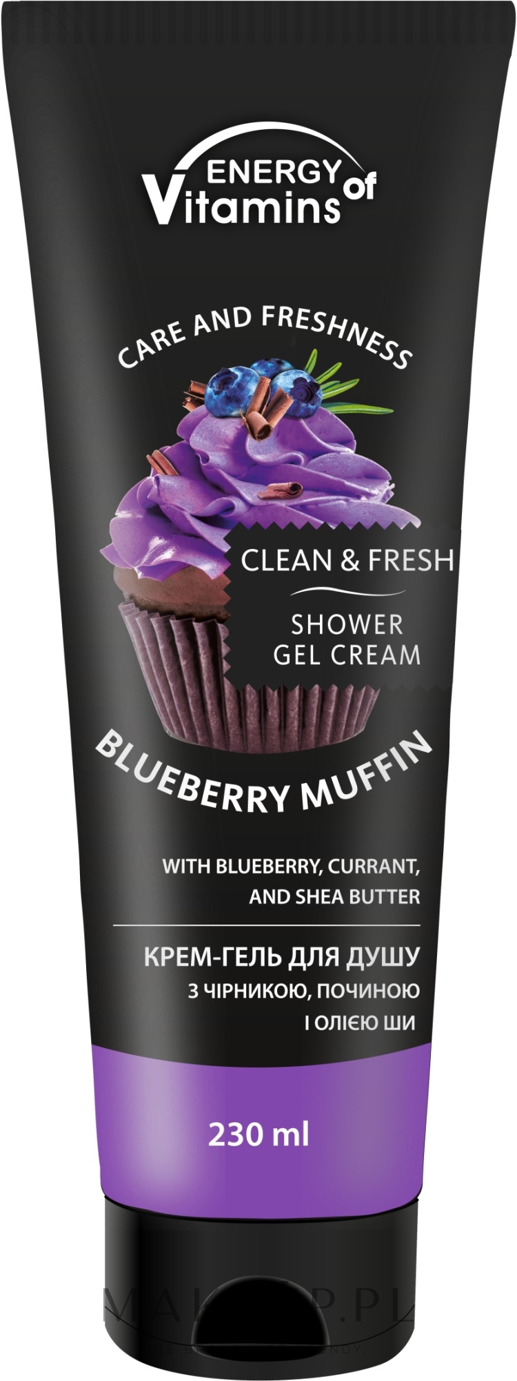 Kremowy żel pod prysznic - Energy of Vitamins Cream Shower Blueberry Muffin — Zdjęcie 230 ml