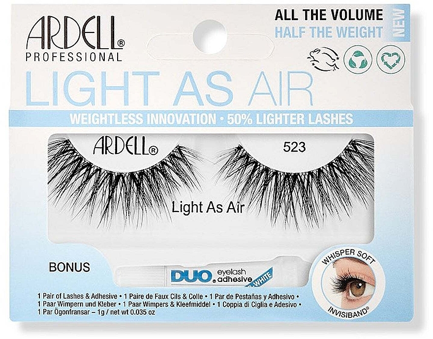 Sztuczne rzęsy z klejem - Ardell False Lashes Light As Air 523 1 Pair + Lash Glue — Zdjęcie N1