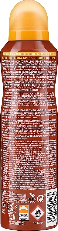 Olejek do opalania - Babaria Monoi Tahiti Dry Oil SPF15 — Zdjęcie N2