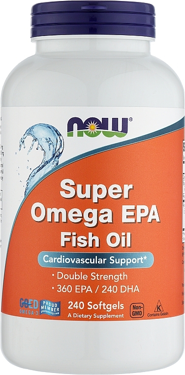 Kwasy tłuszczowe Super Omega EPA - Now Foods Super Omega EPA Double Strength Softgels — Zdjęcie N2