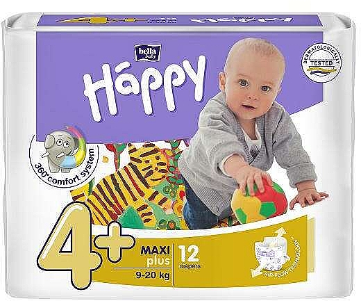 Pieluchy dla niemowląt 9-20 kg, rozmiar 4+, 12 szt. - Bella Baby Happy Maxi  — Zdjęcie N1