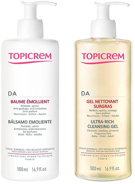 Zestaw - Topicrem DA Pack (cl/gel/500ml + b/balm/500ml) — Zdjęcie N1