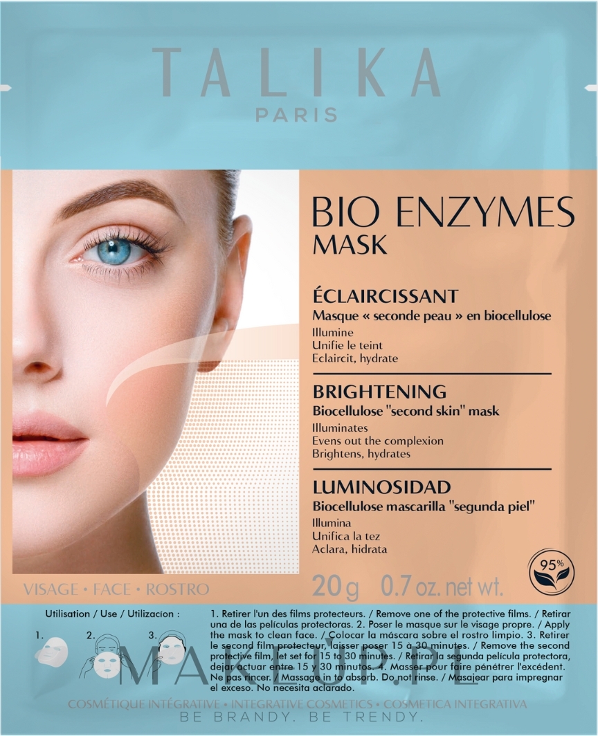 Rozjaśniająca maska bioenzymatyczna na tkaninie do twarzy - Talika Bio Enzymes Brightening Mask — Zdjęcie 20 g